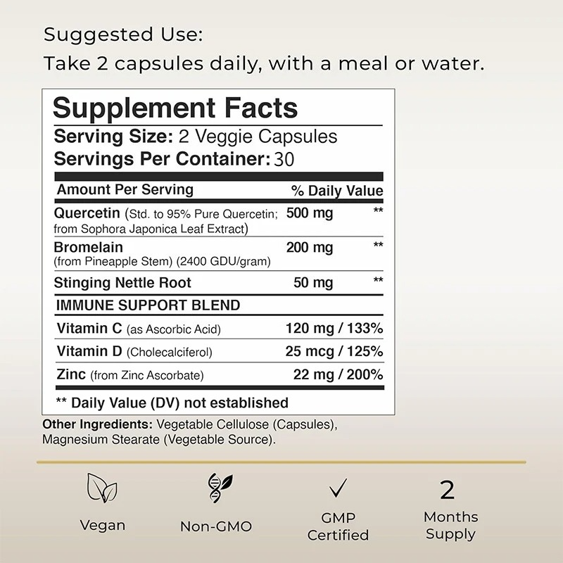 Quercetina con Vitamina C e Zi - Wellness Quercetin recensione e prezzo